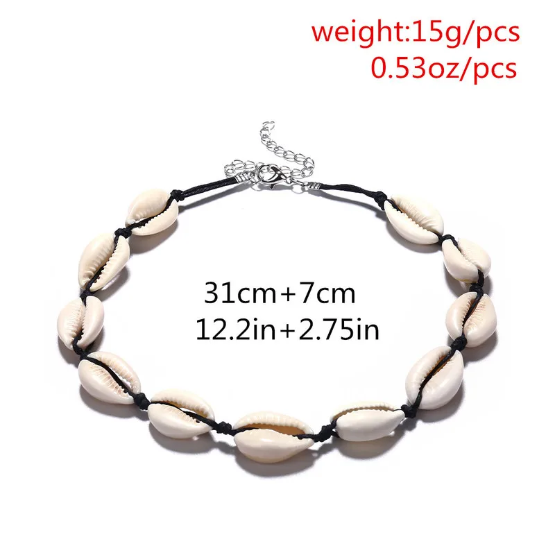 2019 3 Style Vintage Beach Jewelry Bohemian Shell Hand-Woven Simple  Pendant Necklace Bracelet Set For Women Girl