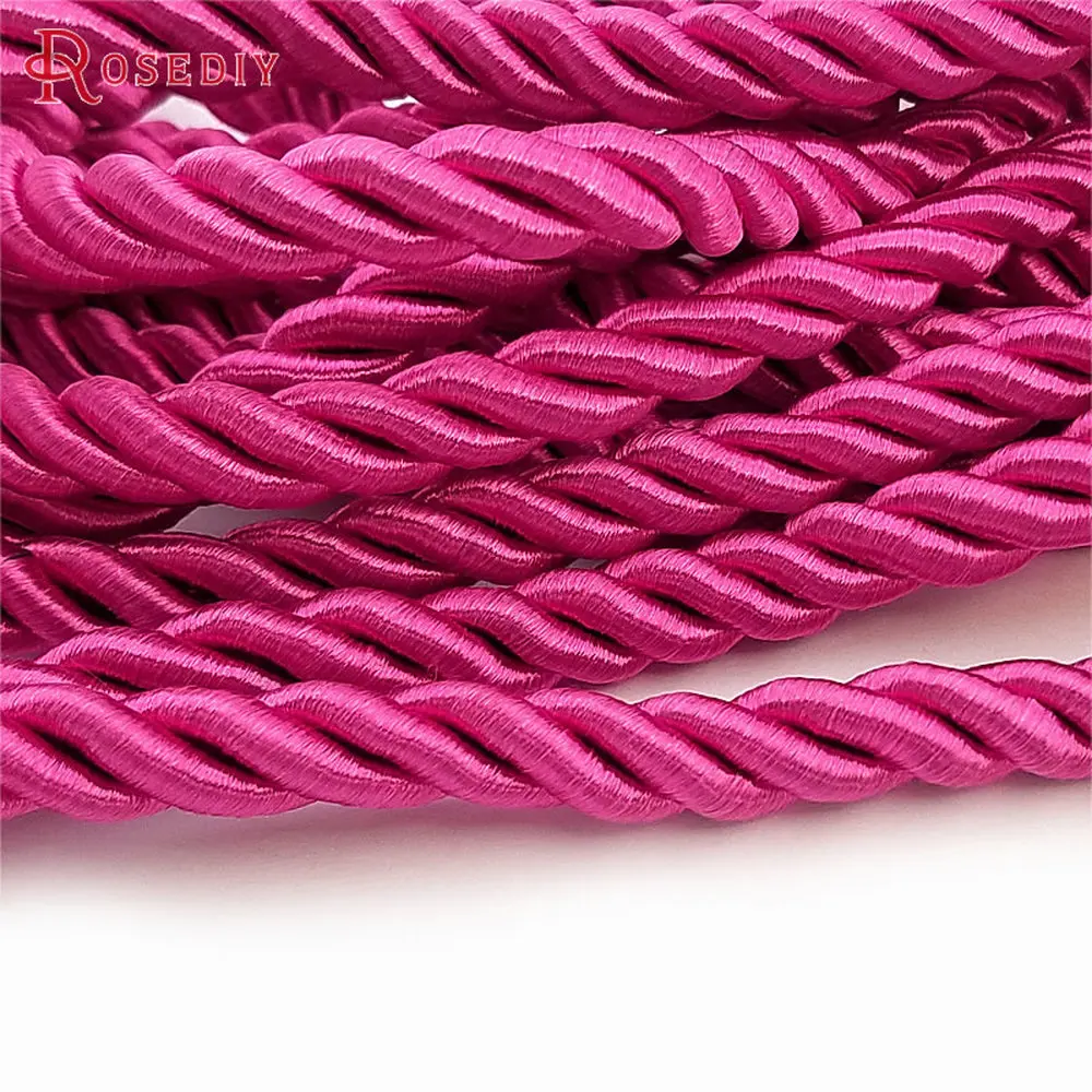 Wholesale 5 Meter Diameter 8mm Polyester Three Strands of Twisted Cords Diy Jewelry Accessories - Multicolor Optional (FP1001)