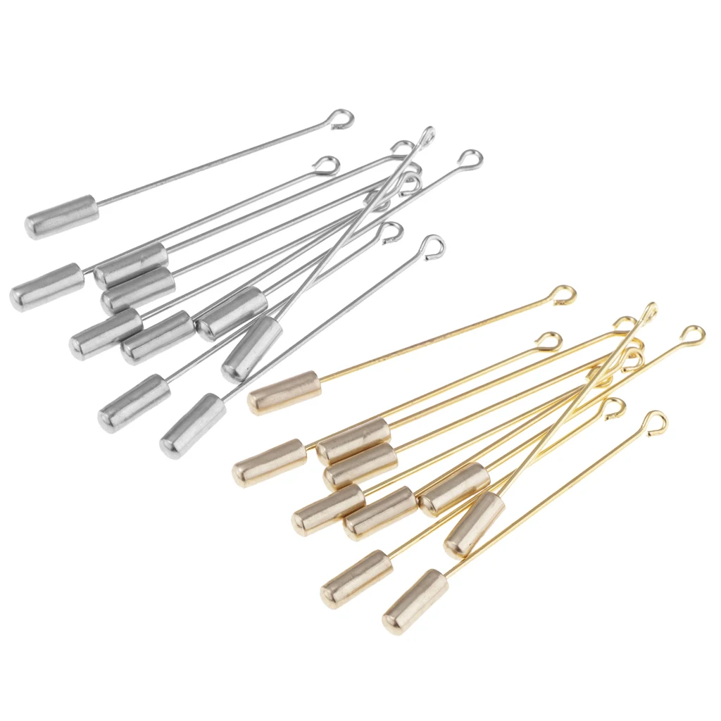 10PC 5cm Cylinder Glue On Pad Lapel Stick Pin Clutch Boutonniere Pin Stainless Steel Brooches Fashion Jewelry