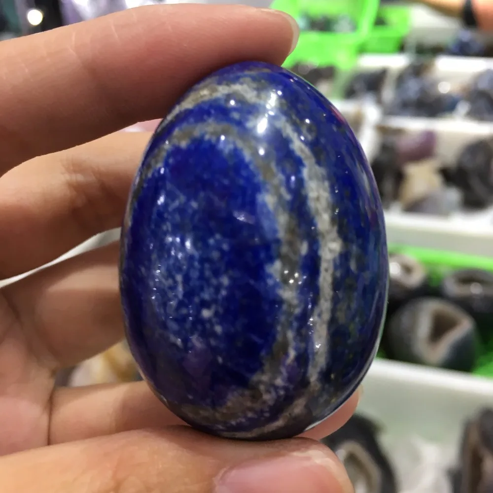 96g Natural Beautiful Lapis Lazuli Crystal Egg For Massage Collection