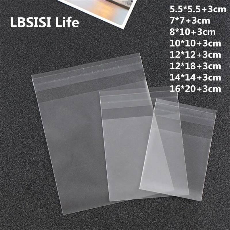 LBSISI Life,Cute Frosted Candy Cookie Bags Wedding Birthday Party Soap Craft Self-adhesive Plastic Biscuit Packaging Bag,100pcs