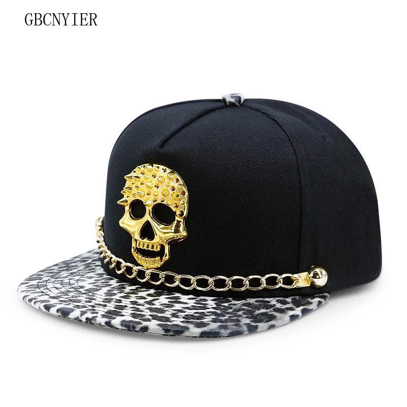 GBCNYIER Fashion Skull Cool Hat Hipster Casual Flat Brim Baseball Cap Skateboarding Hip Hop Visor Leopard Dad Hats