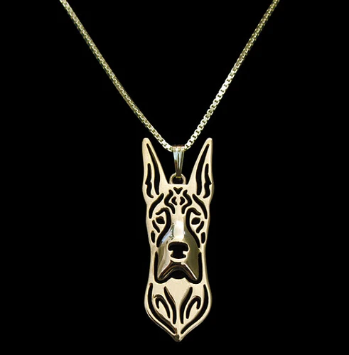 wholesale  Boho Chic Alloy Great Dane necklace bulldog pendant jewelry golden colors plated 12pcs/lot