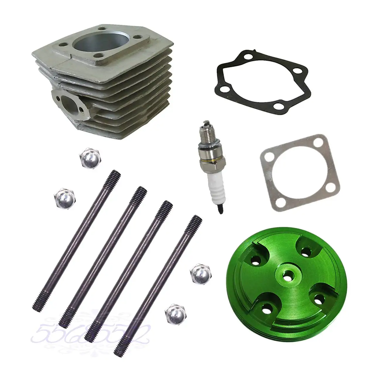 Green CNC Cylinder Head Cover&Cylinder&4xBolts Fit 80cc Motorised Bike