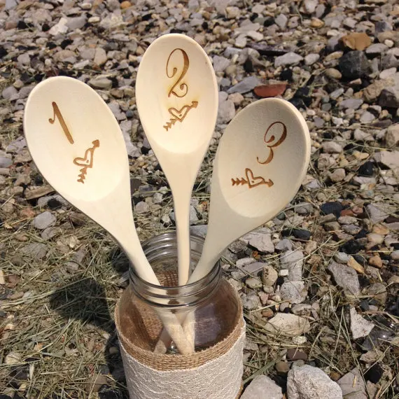 personalized engraved Table Number Wedding Wooden spoons birthday baby bridal shower baptism party favors gifts kitchen decor