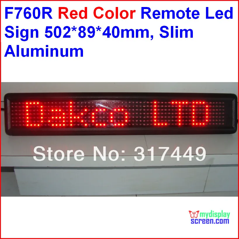 

red led sign, Programmable scrolling. semi-outdoor/indoor,remote controller,rs232 control,502*89*40mm,7*60 pixel slim aluminum