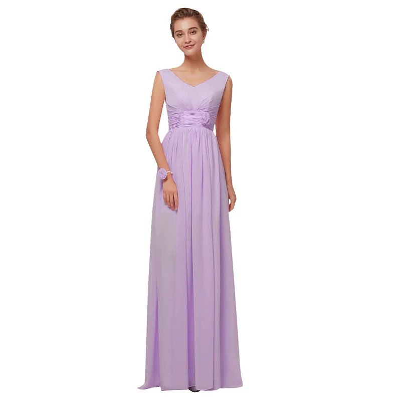 Schönheit-Emily Chiffon Rosa Brautjungfer Kleider 2020 Lange für Frauen A-line Hochzeit Party Mädchen Kleid Vestido De Festa Plus größe