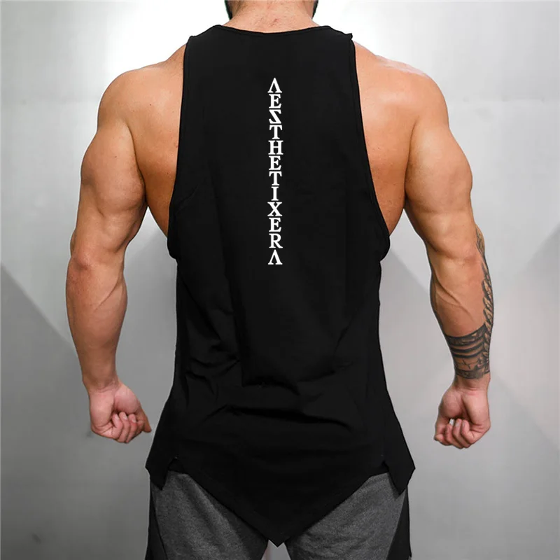 Brand Gyms Stringer Clothing Bodybuilding Tank Top Men Fitness Singlet Sleeveless Shirt Solid Cotton Muscle Vest Undershirt