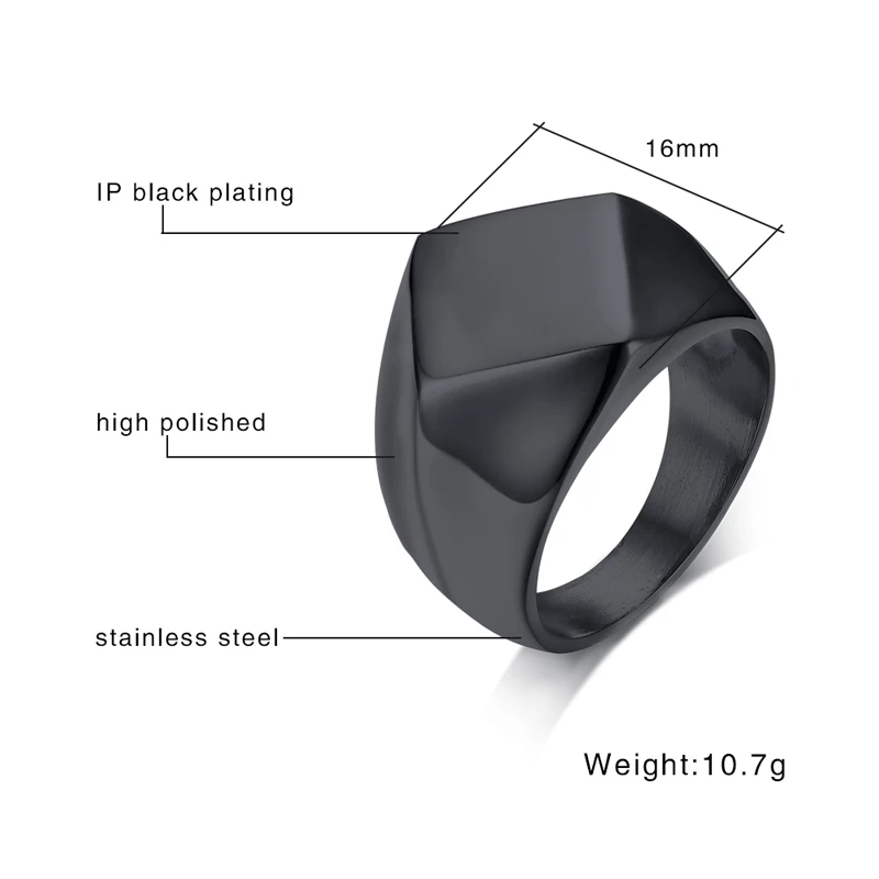 Vnox Punk Chunky Flat Rhombus Top Thumb Ring For Men Fraternal Band Stainless Steel Retro Viking Male Jewelry Rock Hiphop Bijoux