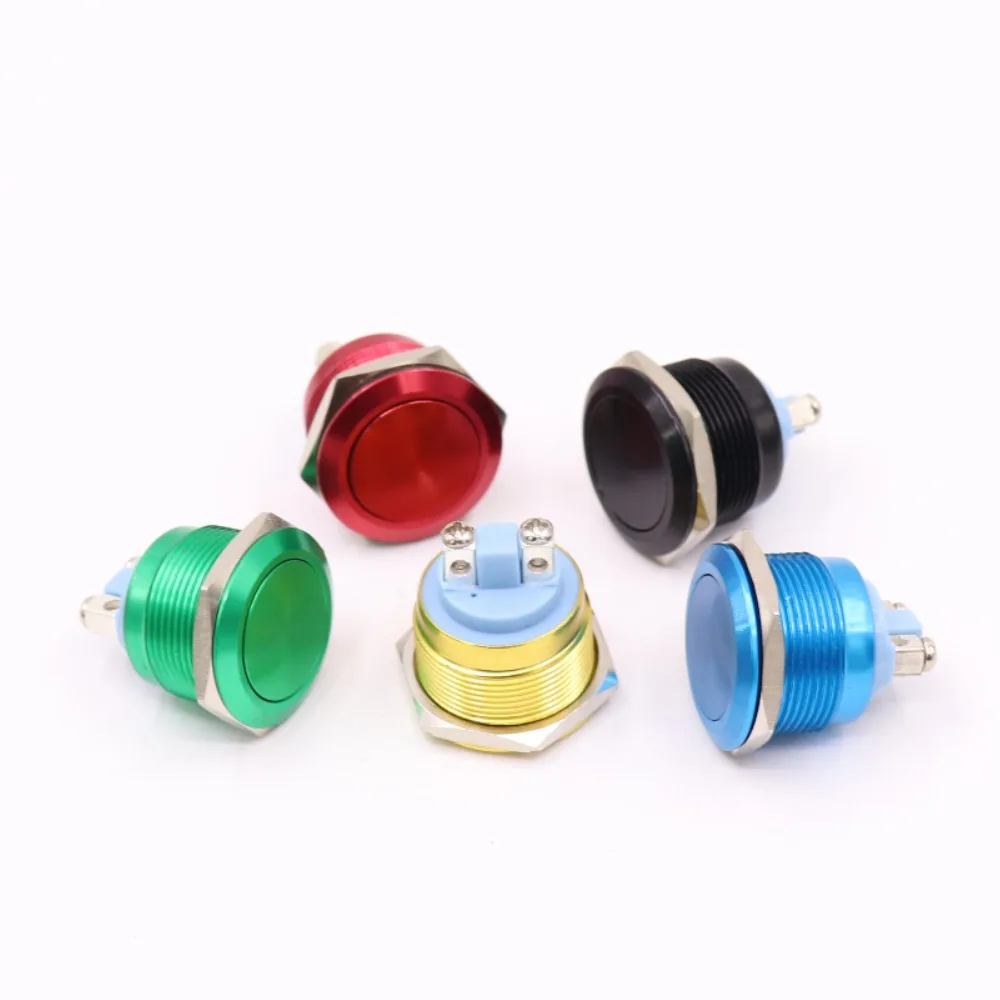 

Metal Push Button Switch Waterproof IP65 Oxidation Self Reset Momentary 22mm Red Blue Black Green Yellow Color 1NO Flat round