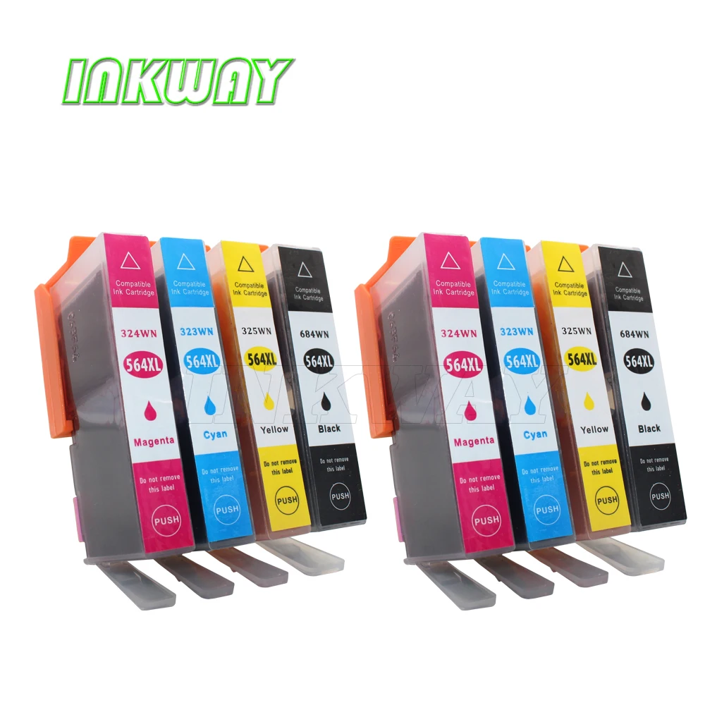 INK WAY INK WAY 8 Pack inkjet cartridge for  HP564XL with Chip show ink level for Photosmart 5400 5510 5514 5515 5520  etc.