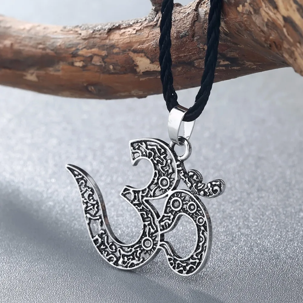 Kinitial Vintage OM Necklace Ohm Pendant Jewelry OM Charm yoga Jewelry Women Ethnic Necklaces Meditation Yoga Jewelry