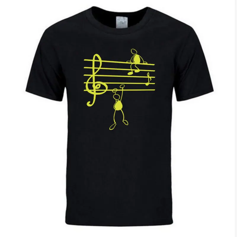 New Summer Novelty Music Notes Funny Print T-shirt Men Style Cotton Short Sleeve O-Neck T Shirt Funny Tee Mans Top Clothing