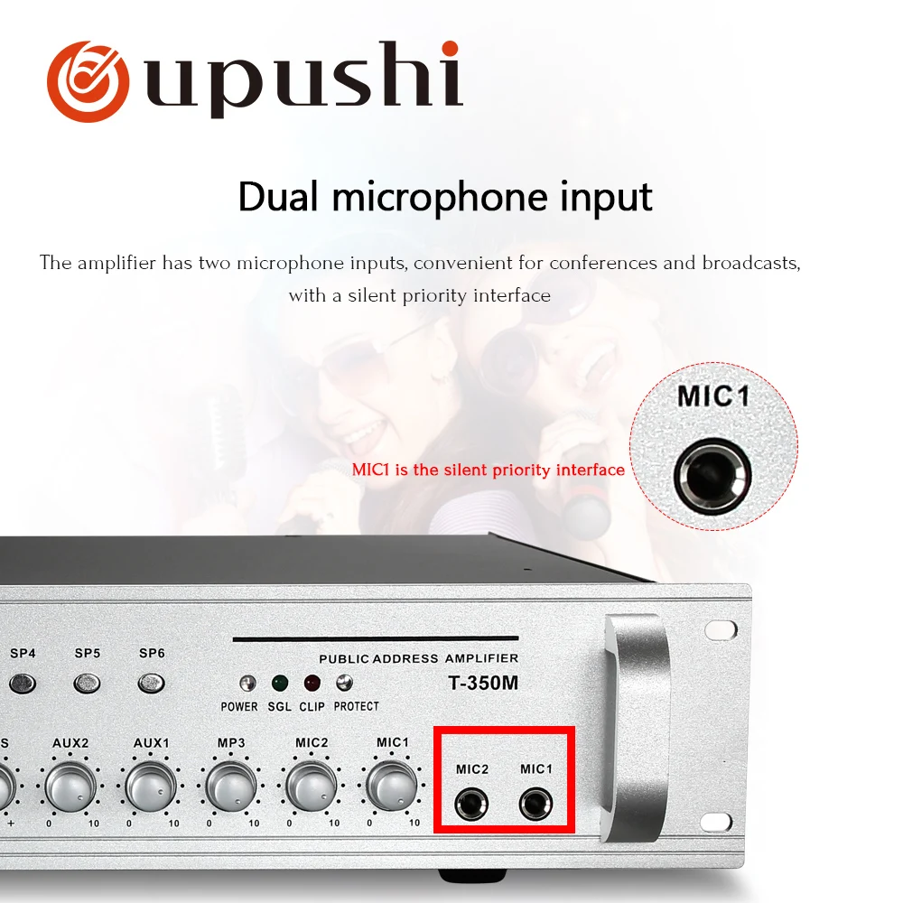 Oupushi pa system amplificatore bluetooth amplificatore stereo domestico a 2 canali amplificatori di potenza a 6 zone con usb, fm