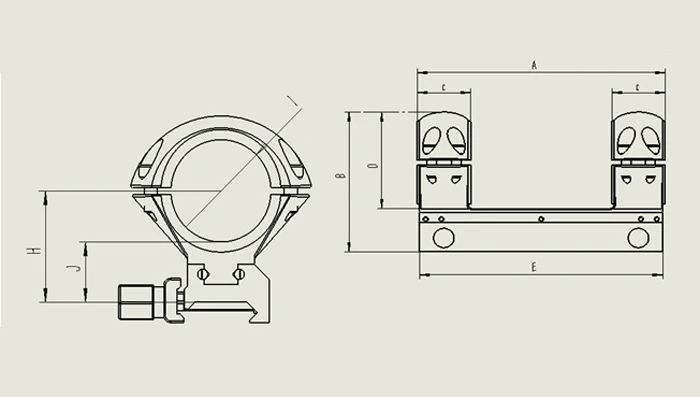 SKWOPTICS-Scope Mount Rings, Reverse Recoil, Heavy Duty Weaver, CNC Picatinny Rail, 30mm,