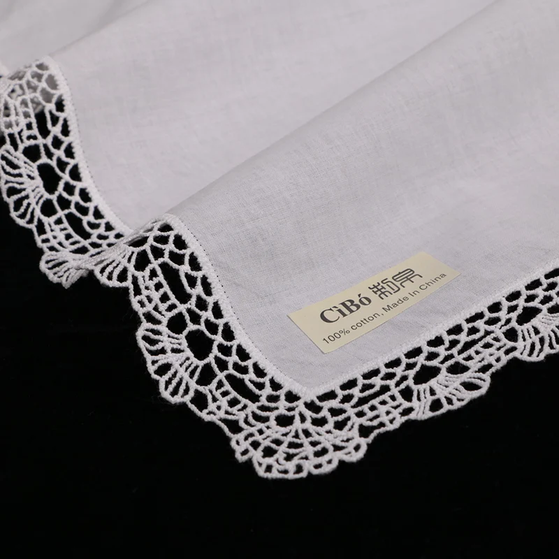 

A016: White cotton 10 pieces lace handkerchiefs blank crochet hankies for women/ladies wedding gift