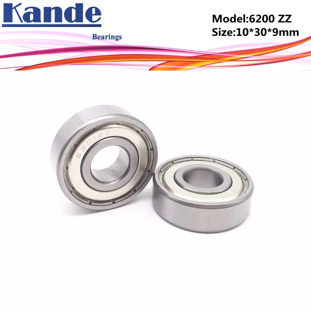 Kande 6200ZZ 10PCS  ABEC-5 6200 ZZ Single Row Deep Groove Ball Bearing 10x30x9 mm 6200-2Z