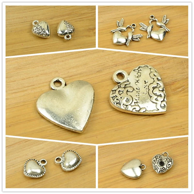 

alloy 3d heart shape stereo pendant antique silver DIY charm jewerly findings clothing accessories Christmas choker bracelet