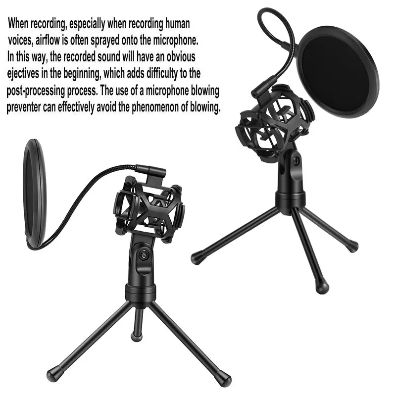 Microphone Stand Gaming Mic Tripod Mount Recording Equipment for Podcast Recording Studio Laptop Desktop Microphone Bracket ﻿