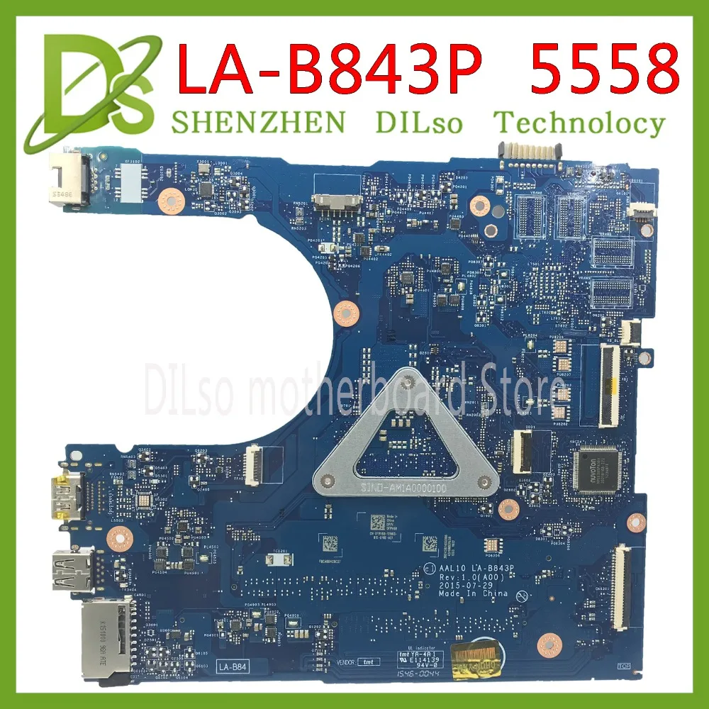 KEFU  LA-B843P CN-0FRV68 For DELL FRV68 5458 5558 5758 Laptop Motherboard I3-4030U/I3-4005U GM LA-B843P REV:1.0 work 100%