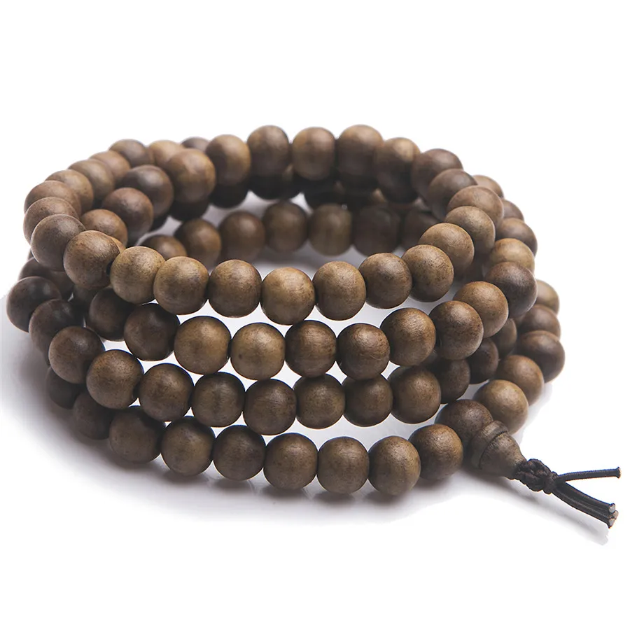 Natural Agilawood Aloeswood Wood Bracelet 108 Round 9mm Women Men Prayer Bead Charms Stretch Crystal Agilawood AAAAA