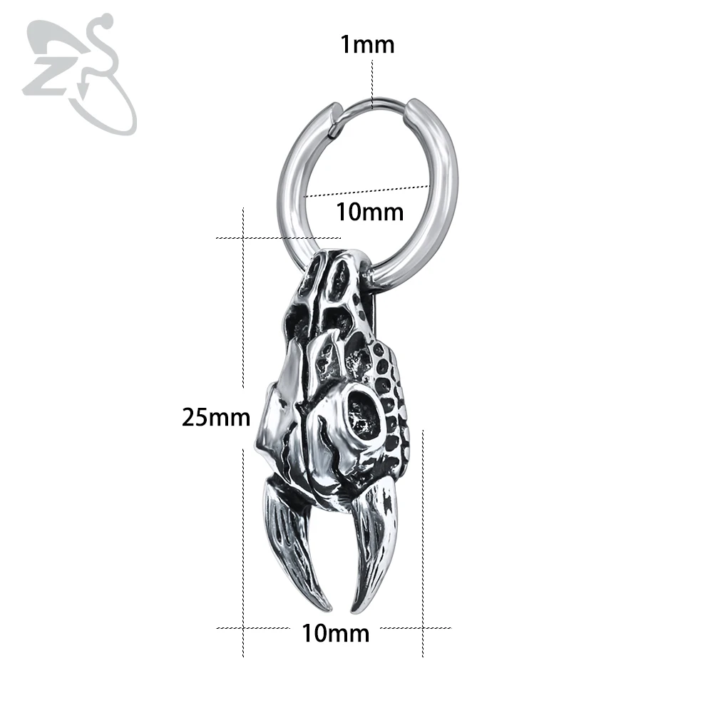 ZS Punk Style 316L Stainless Steel Hoop Earrings Snake Moon Hip Hop Round Earring for Men Rock Roll Jewelry Male Biker Earring image 2