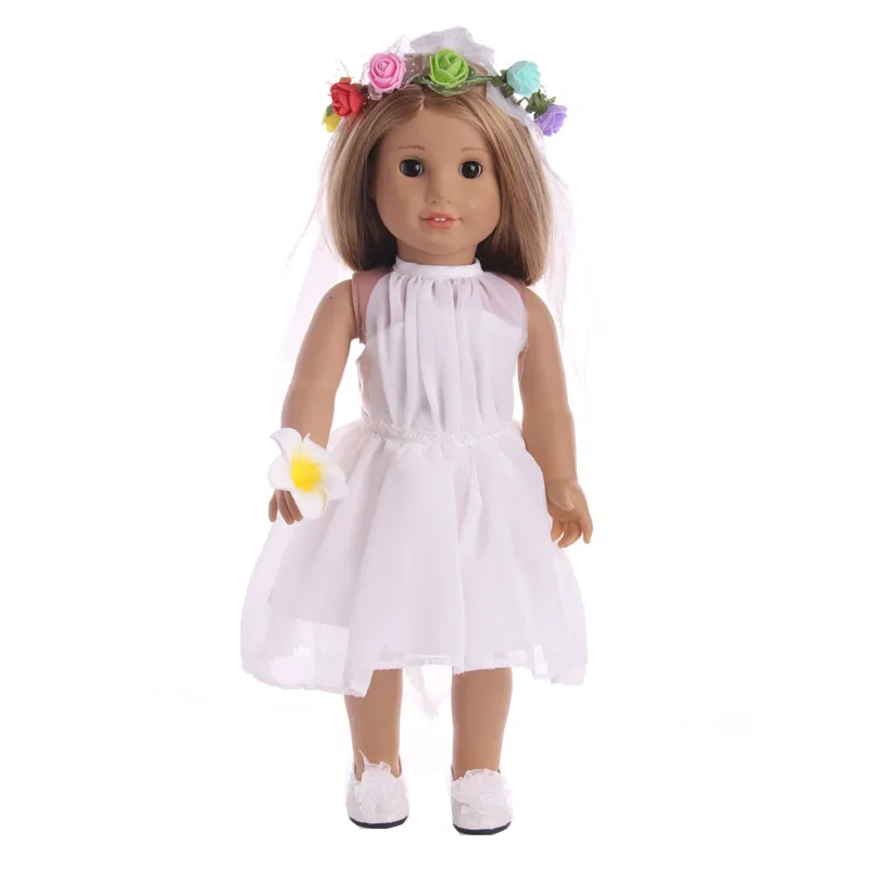 

Doll accessories,White wedding dress skirt fit for 18 inch Doll,Children best Birthday Gift