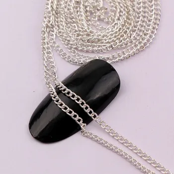 0.8 ~ 1 metro de largura 2mm comprimento 3d japonês prata prego corrente de metal diy oco corrente de unhas estilo punk decoração da arte do prego
