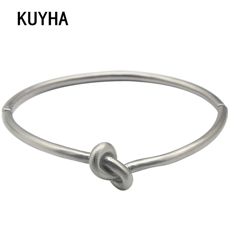 Silver Color European Knot Bangle & Bracelet Fashion For Women Men Trendy Simple Style Jewelry  Pulseiras