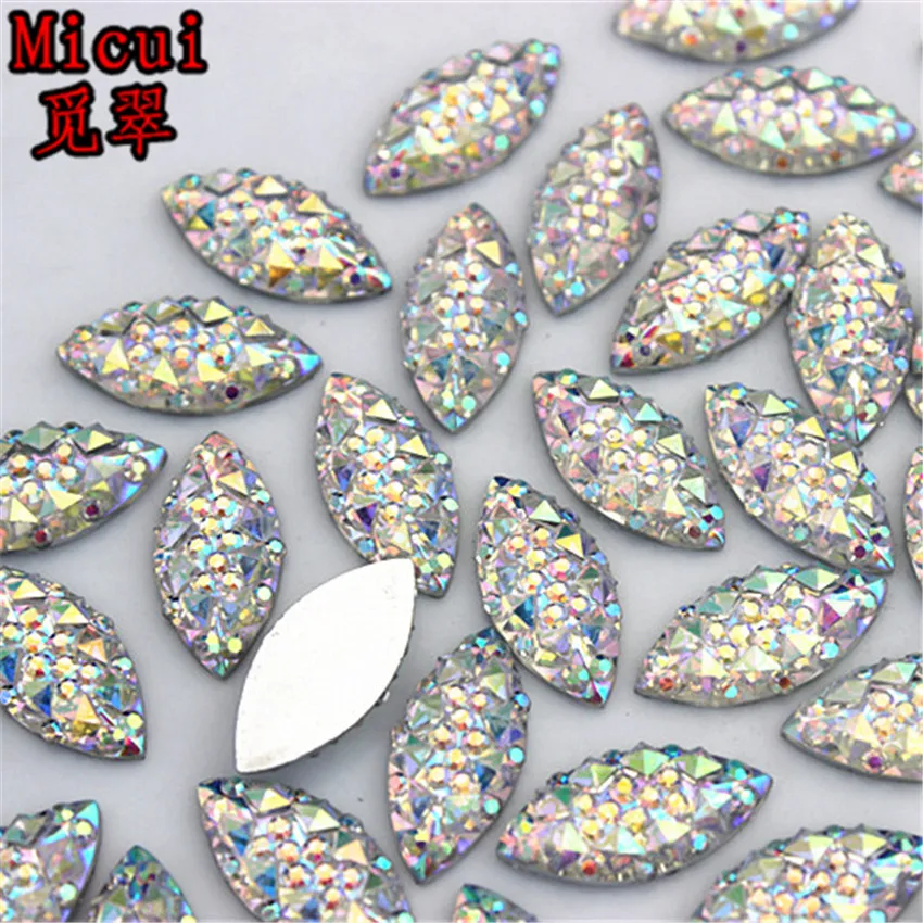 100pcs 7*15mm Marquise Crystal AB Resin Rhinestones Horse Eye Crystals Stones Applique Non Hotfix for DIY Garment Crafts MC192