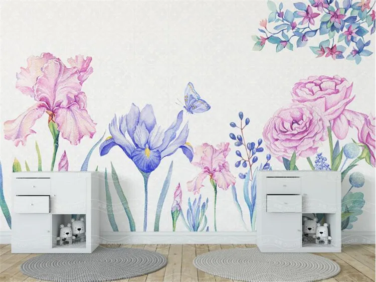 

3D Flower Butterfly Wallpaper Mural Bedroom TV Backdrop Wall Decor Floral Photo Murals Wall Paper papel de parede para quarto