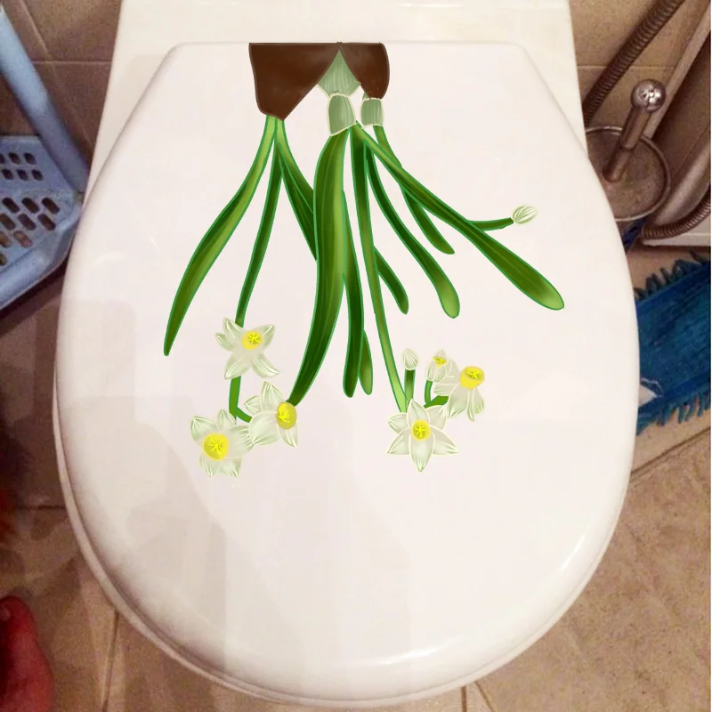 YOJA 21.5X23.3CM Plant Daffodil Fresh Plant Toilet WC Decor Creative Home Room Wall Sticker Decal T1-1327