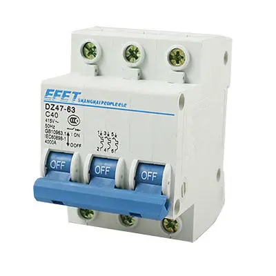 

DZ47-63 DIN Rail Mounted Three Pole 3P Circuit Breaker AC 415V 40A