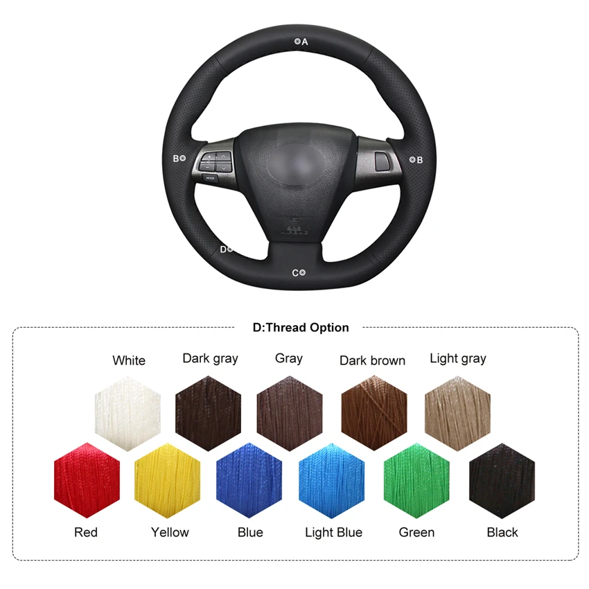 MEWANT Black Artificial Leather Car Steering Wheel Cover for Toyota Corolla RAV4 Auris Wish Vanguard Voxy 2010-2013