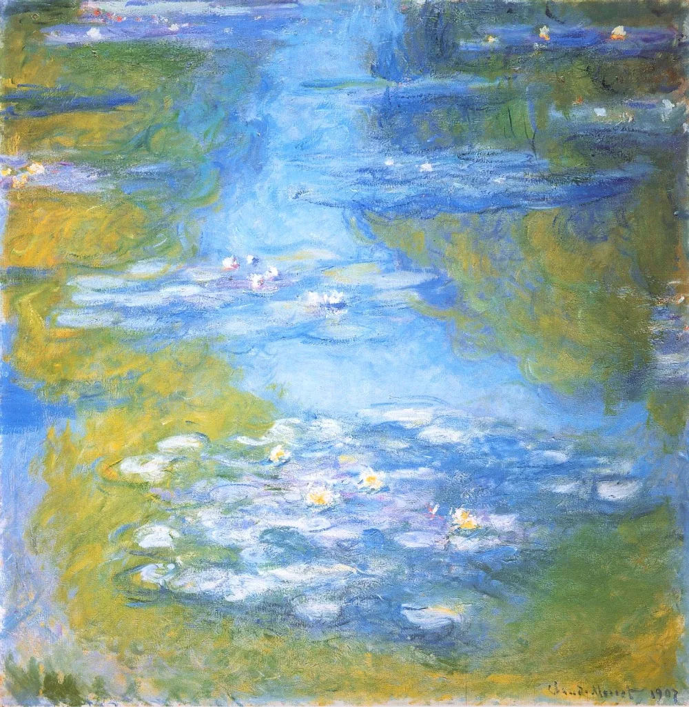 

100% handmade landscape oil painting reproduction on linen canvas,water-lilies-17 by claude monet