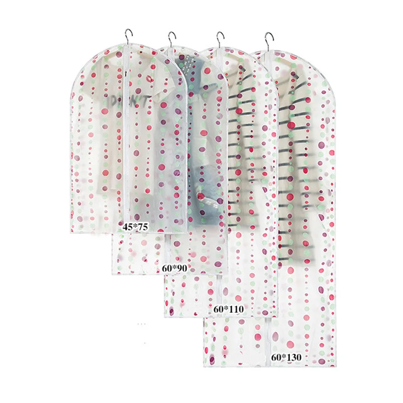 Transparent EVA Printed Dust Cover Clothes Hanging Bags Home Suit Coat Dust Cover Storage Wardrobe Organizer 1pcs/lot FC71