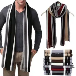 2022 Men Classic Cashmere Shawl Winter Warm Fringe Stripe Tassel Long Soft Scarf Winter NEW