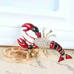 Scorpion Lobster Cute Crystal Rhinestone Charm Pendant Purse Bag Car Key Ring Chain Creative Wedding Party Gift