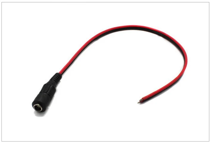 50 sztuk/partia Pigtail kabel zasilający złącze DC 12 V 5.5*2.1 MM kobiet przewód zasilający do zasilacza kamery monitoringu listwy LED