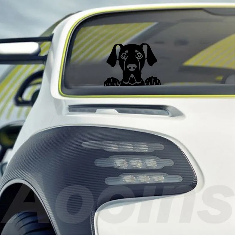 Peeking Great Dane Decal Personalized Vinyl Car Sticker, Pet Dog Great Dane Silhouette Removable Decals Car Window Laptop Decor