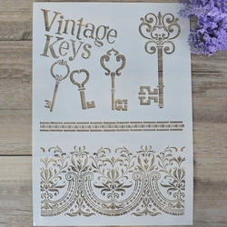 A4  DIY Craft Vintage Key Border Stencil For Wall Painting Scrapbooking Stamping Album Decorative Embossing Paper Card