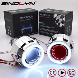 Sinolyn 2.5 Inch Bi Xenon Projector Lenses For Headlight H7 H4 Angel Eyes DRL Car Lights Mini Headlamp Car Accessories Styling