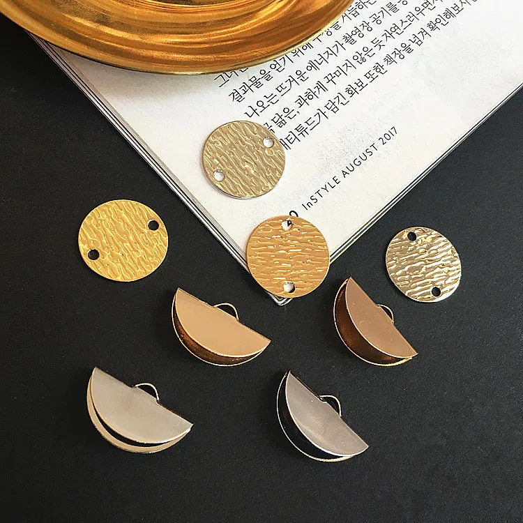 DIY ear jewelry accessories copper double smooth wafer clip with hanging pendant pendant earrings earrings materials