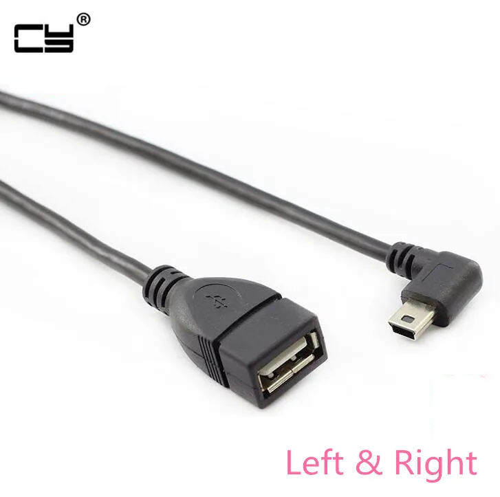 

Mini USB 2.0 Type B 90 Degree Left & Right Angled to USB 2.0 Female HOST OTG Cable 12cm