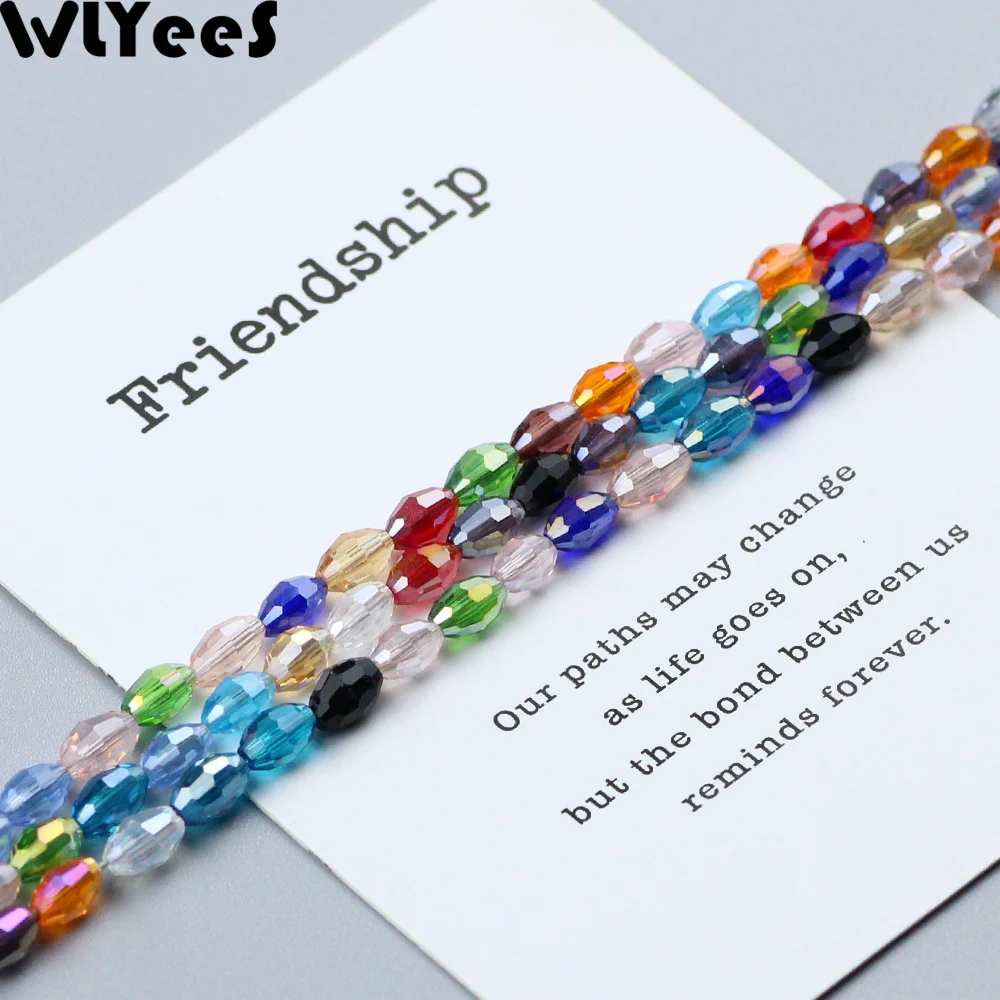 WLYeeS 4*6mm Austrian Mix Color Oval Glass Beads Small Loose Faceted Space Crystal Rice Beads for Jewelry Making DIY Accessories