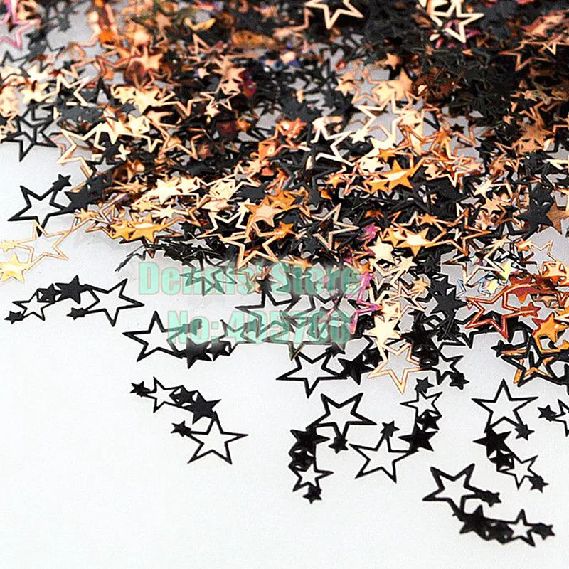 Wholesale 800pcs/pack Pentacle Stars Black Brone Metallic Sequins Nail Art Sticker Cell Phone Decoration TG#