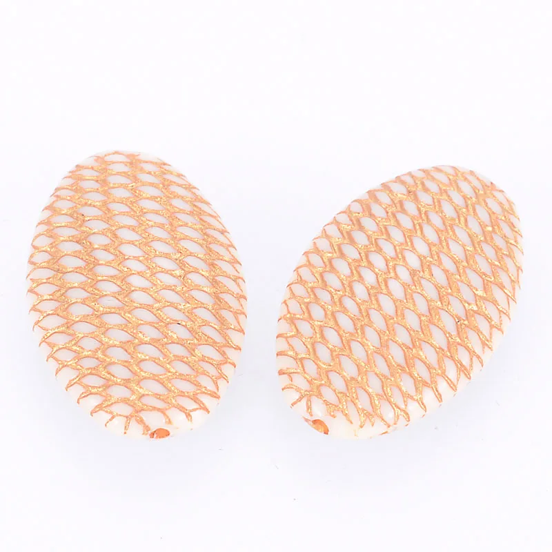 Miasol 20 Pcs 32x20MM Fluted Corrugated Acrylic Antique Plated Spacer Stripe Oval Charm Beads For Diy Jewelry Making