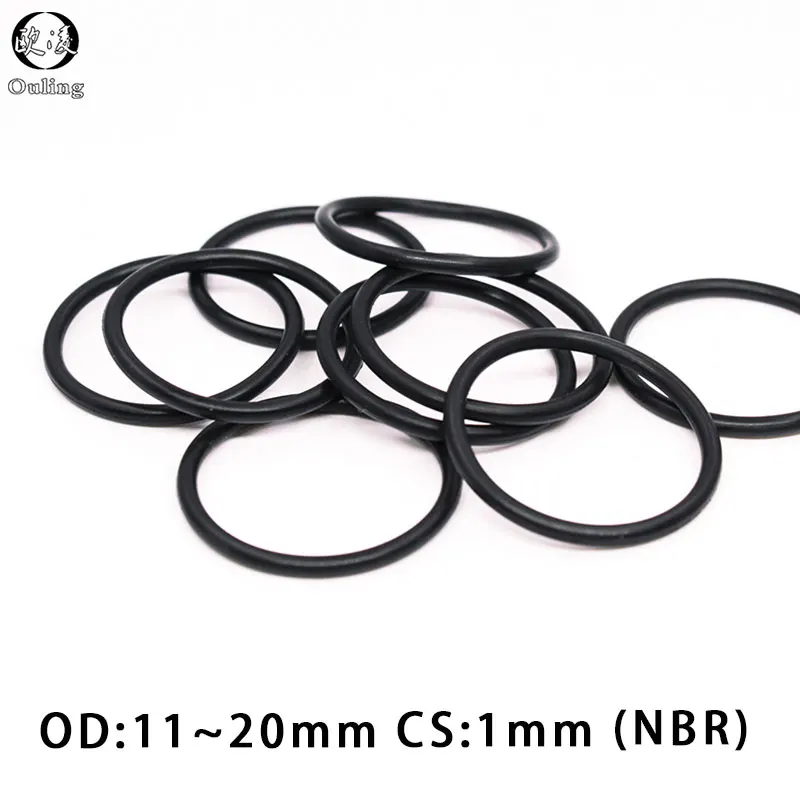 50PCS/lot Rubber Ring NBR Sealing O-Ring 1mm Thickness OD11/12/13/14/15/16/17/18/19/20mm O Ring Seal Nitrile Gasket Oil Rings