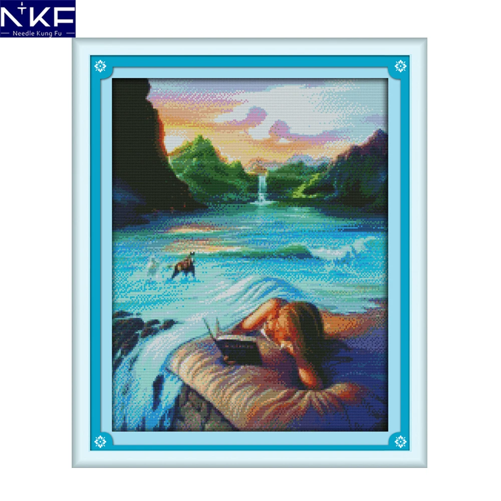 

NKF Beauty Beside The Water Cross Stitching DIY Kits Needlework Cross Stitch Kits for Embroidery Home Decor Cross-stitch Set