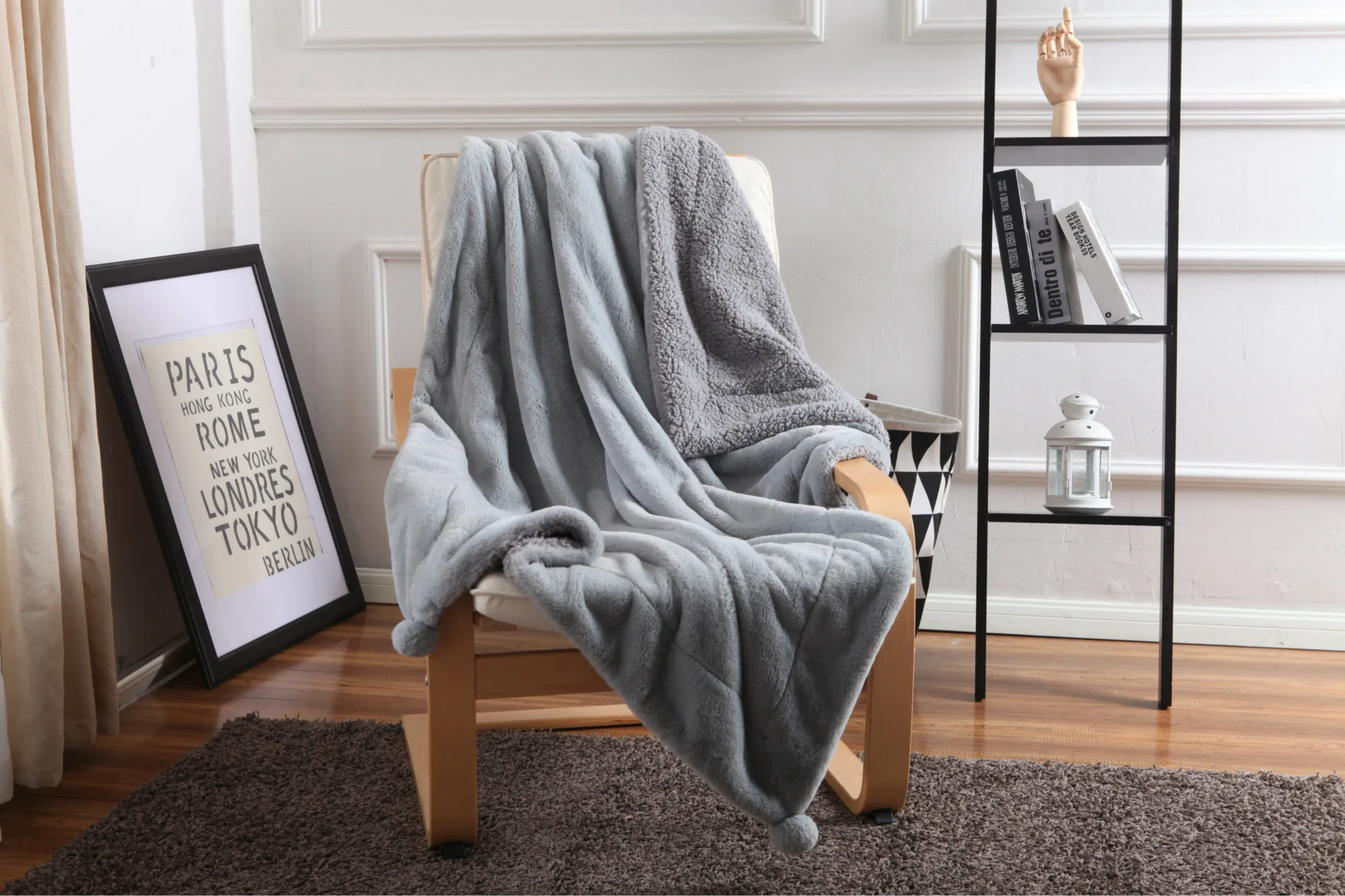 Comfortable lamb fleece double blanket sofa blanket